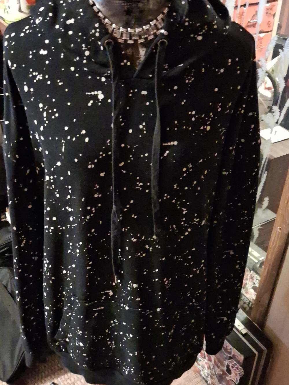 Forever 21 Black Splatter-Print Zip-Up Hoodie